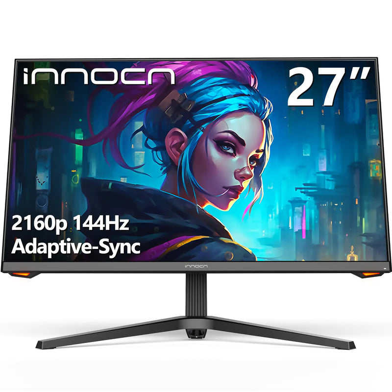 INNOCN 27 Inch Gaming Monitor 4K 144Hz HDR400 PC Computer Monitor G-Sync Compatible 1MS USB Type-C HDMI DisPlayPort Height Adjustable Stand VESA Mountable Machine Black 27G1V
