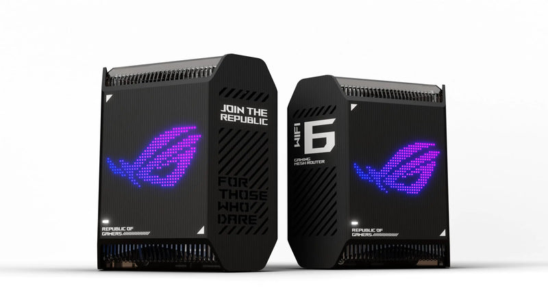ASUS ROG Rapture GT6 (2PK) AX10000 Tri-Band WiFi 6 Gaming Mesh System Covers up to 5800 sq ft 2.5 Gbps Port Triple-Level Game Acceleration UNII 4 Free Lifetime Internet Security Black
