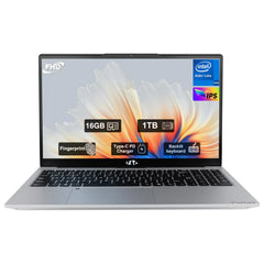 15.6" Laptop FHD IPS 1920 * 1080 Display 16GB RAM 1TB SSD Intel Pentium Quad-Core N100 (Beat to i3-1115G4 Up to 3.4GHz) 90 Days Return 2 Years Warranty Fingerprint Backlit Keyboard Wi-Fi 6